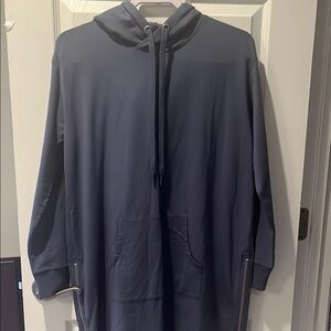 Blue-gray Hoodie Tunic with Front Pocket